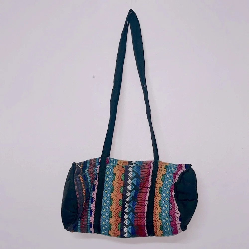 Imperfect Duffle Bag Colorful Boho Threaded Duffle Bag Bohemian Lined Travel Bag